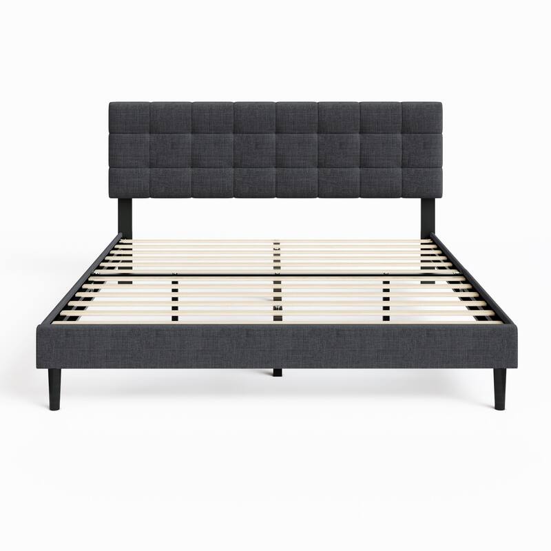 Alazyhome Square Tufted Upholstered Platform Bed Frame