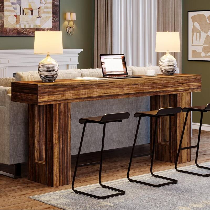 63" Wooden Console Table, Rectangular Sofa Table for Behind Couch, Entryway, HallwayLiving Room
