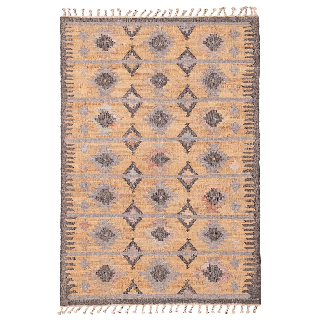 ECARPETGALLERY Flat-Weave Palas Denizli Tan Jute, Rayon Kilim - 5'3 x 7'9