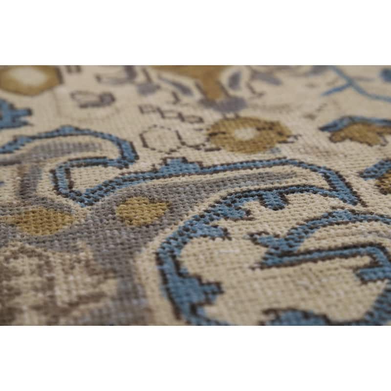 Hand Knotted Oriental 100% Wool Carpet Traditional Floral Beige & Ivories Tabriz Area Rug - 9' 7'' X 6' 6''