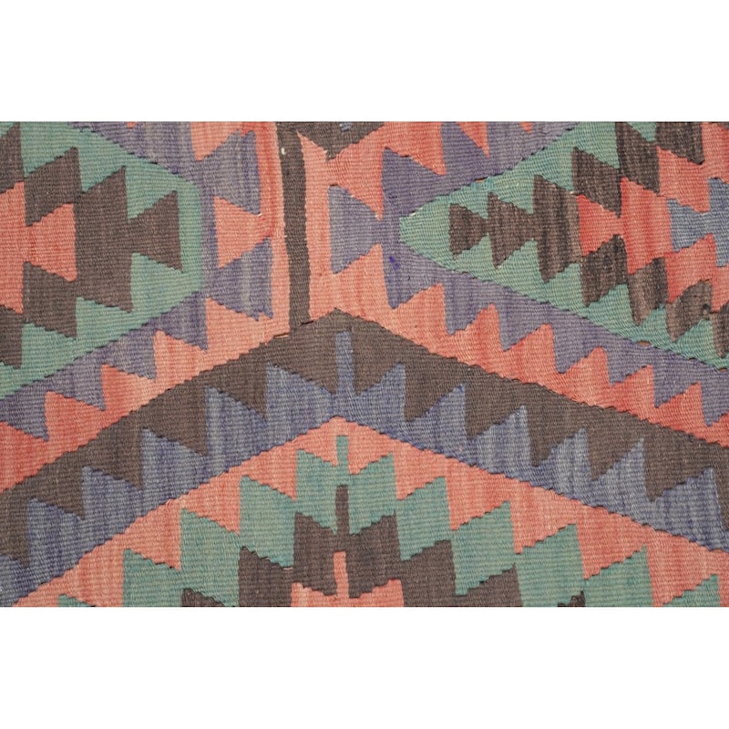 Hand Woven Oriental 100% Wool Carpet Southwestern Tribal Multi-Colored Kilim Area Rug - 8' 6'' X 5' 1''