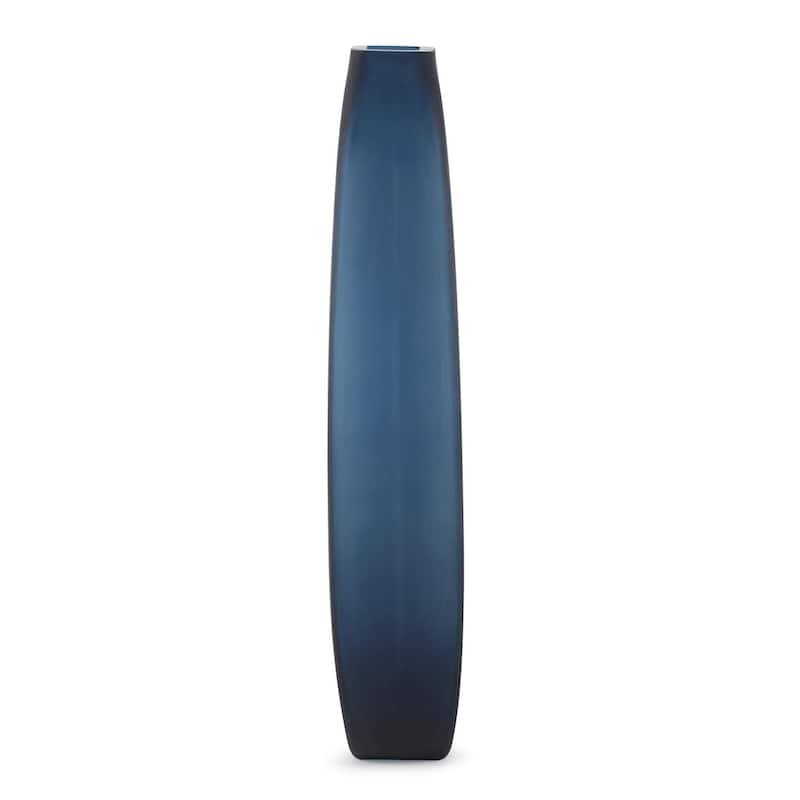 Allan Andrews Contemporary Frosted Sapphire Blue & White Glow Glass Vase