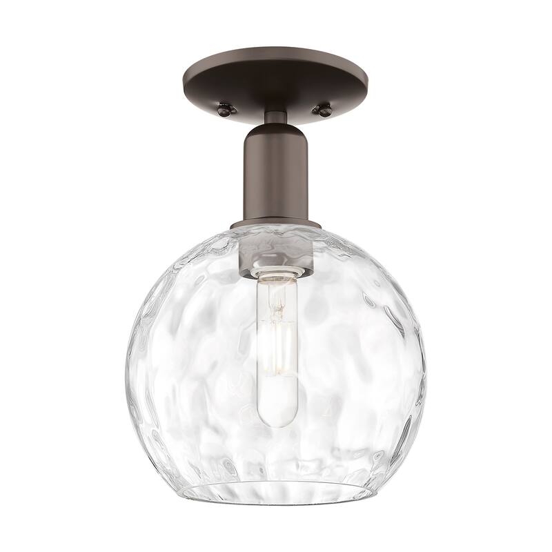 Innovations Lighting 716-1C-12-8 Athens Water Glass Semi-Flush Athens - Oil Rubbed Bronze / Clear Water Glass
