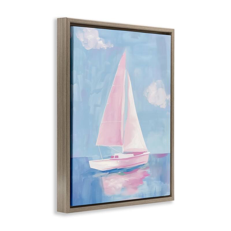 Stupell Muted Pink Sailboat Framed Floater Canvas Wall Art Design By Arlington Prints