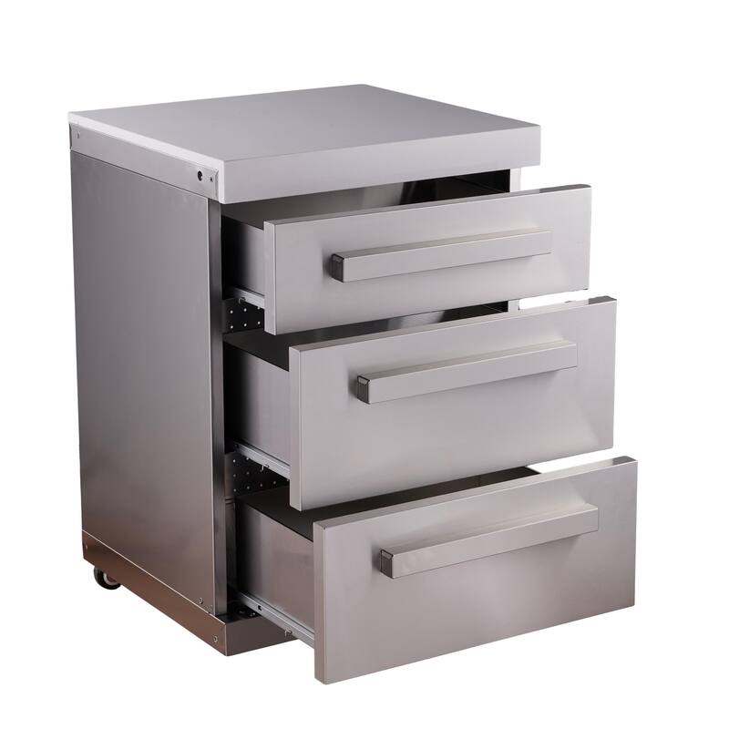 Mont Alpi MADRW-SS Extra Storage Soft-Closing 3-Drawer Slides Stainless Steel Right Cabinet Module for Deluxe & Original Series