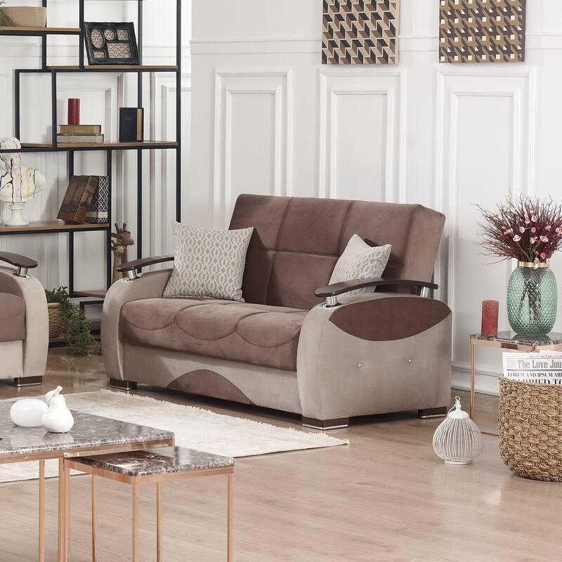 Collection Upholstered Convertible Loveseat With Storage