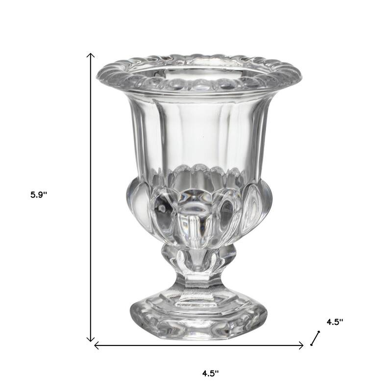 Set of Two Clear Glass Urn Table Vases - 4.5