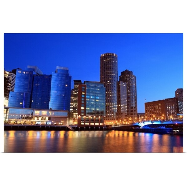 "Boston Harbor and skyline" Poster Print