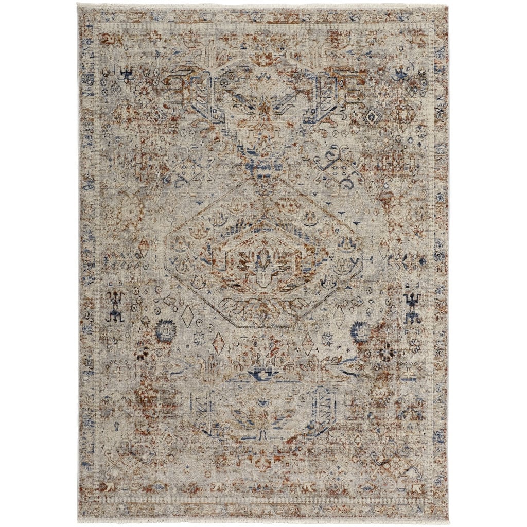 Togi Power Loomed Distressed Floral with Fringe Area Rug By HomeRoots - 2' x 3'