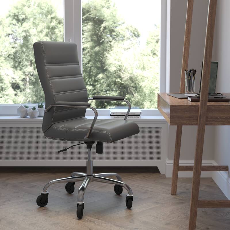 Executive Chair on Skate Wheels - Gray LeatherSoft/Chrome Frame