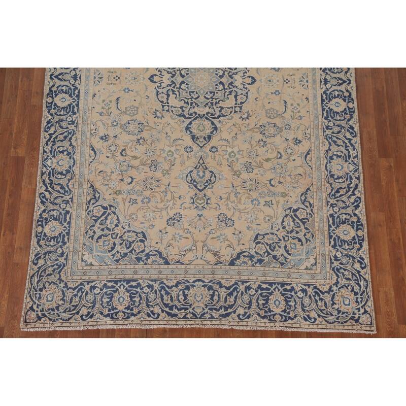 Hand Knotted Oriental 100% Wool Carpet Traditional Floral Peach Mashad Area Rug - 10' 0'' X 6' 5''