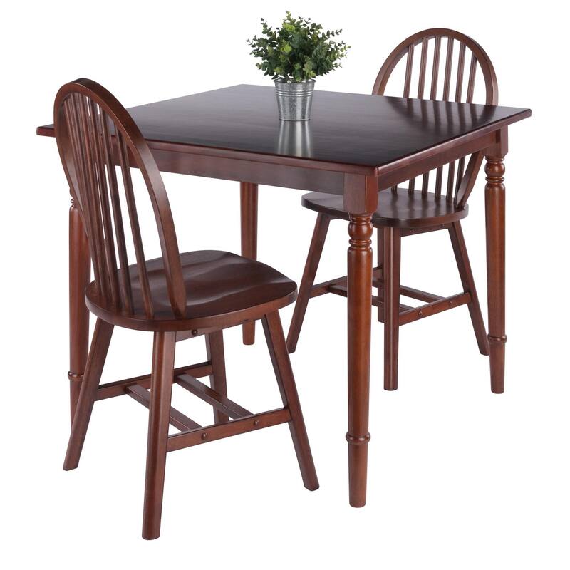 Square Dining Table with Arched Chairs - 36" - Walnut Brown - Set of 3
