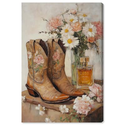 Delicate Floral Boots II Canvas by Art Remedy, Gallery Wrapped