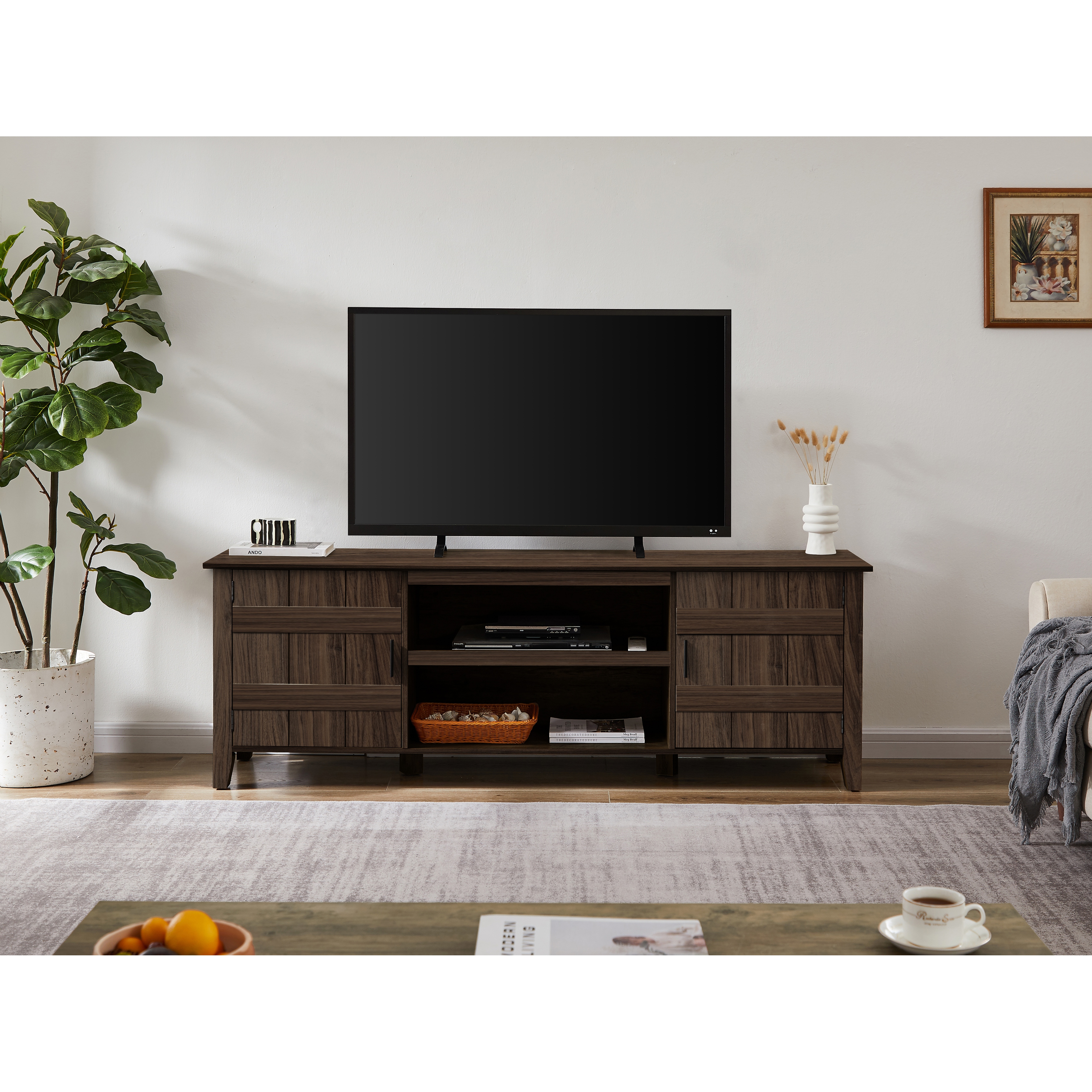 Iron TV Cabinet Artificial Wood Entertainment Center Matte Finish 70.08