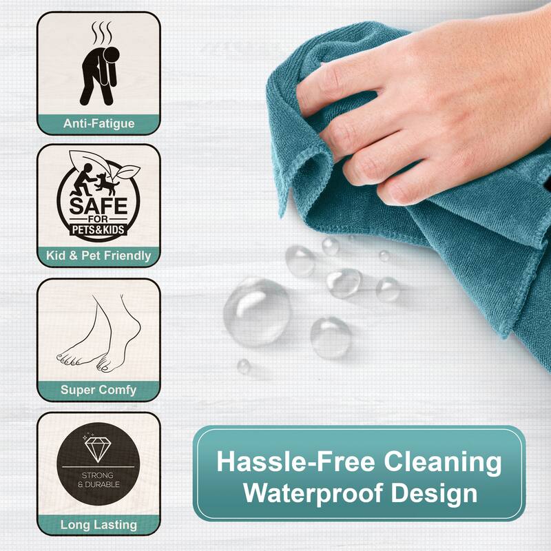 Interlocking Floor Mat - Gray Wood Print, 12 Pieces and Borders