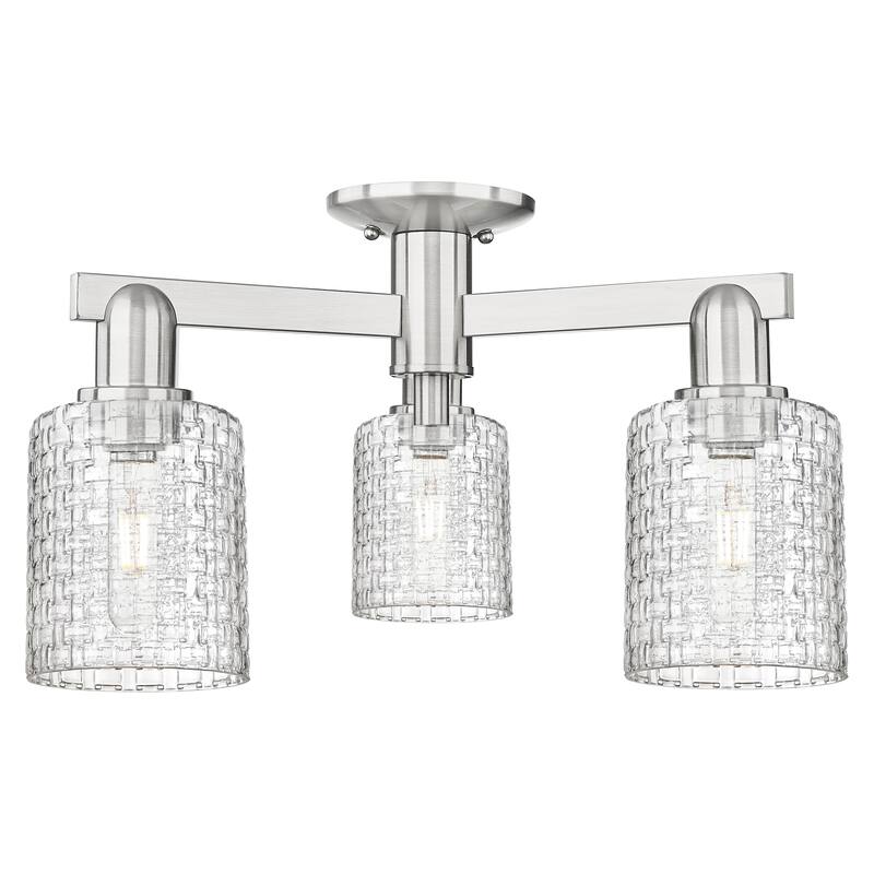 Innovations Lighting Endless Possibilities Arcadia - Cobbleskill - 3 Light 23" Semi-Flush Mount - Clear/Brushed Satin Nickel