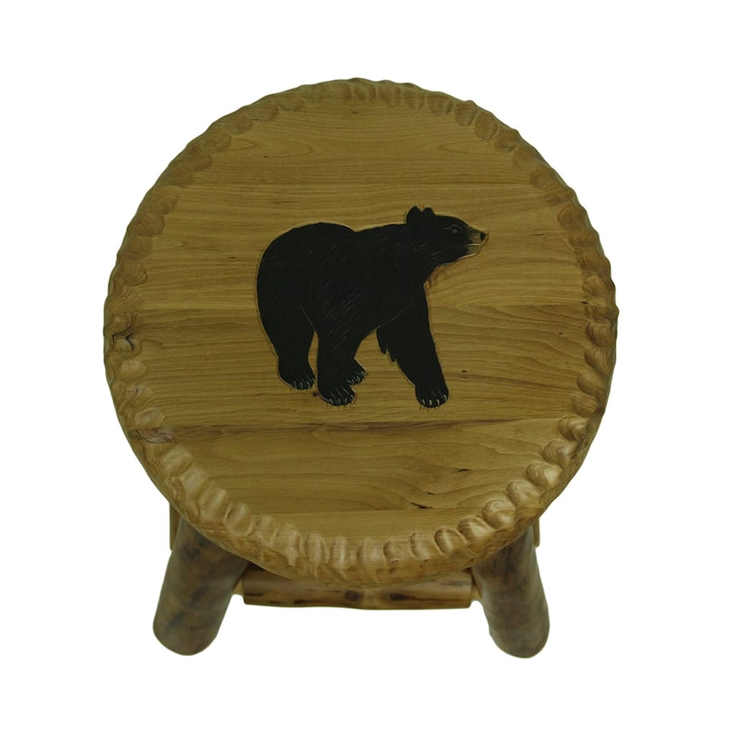 Rustic Handcrafted Wooden Carved Bear Bar Stool 30 In. - 30.5 X 16.5 X 16.5 inches