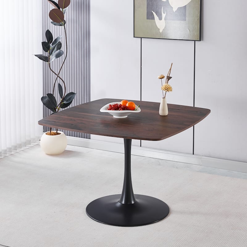 42.12 inch Modern Dining Table - Easy Assembly & Sturdy Metal Legs - Walnut