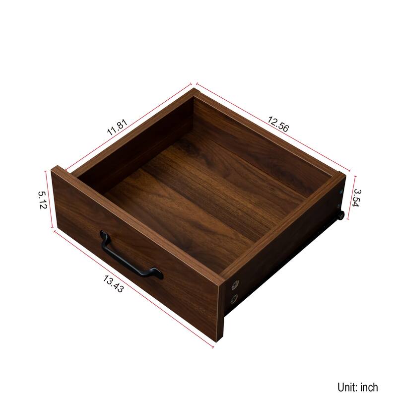 Roomfitters Modern Walnut Buffet Sideboard, 43" Dining Storage Cabinet with Drawers and Doors, Walnut