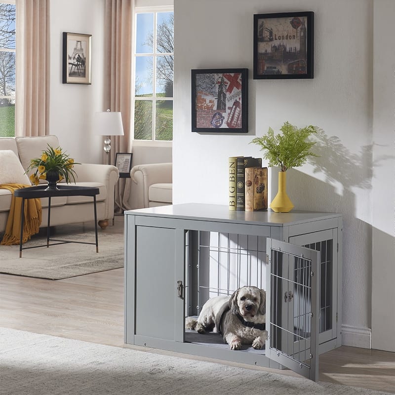 Unipaws Dog Crate End Table with Cushion Indoor Use