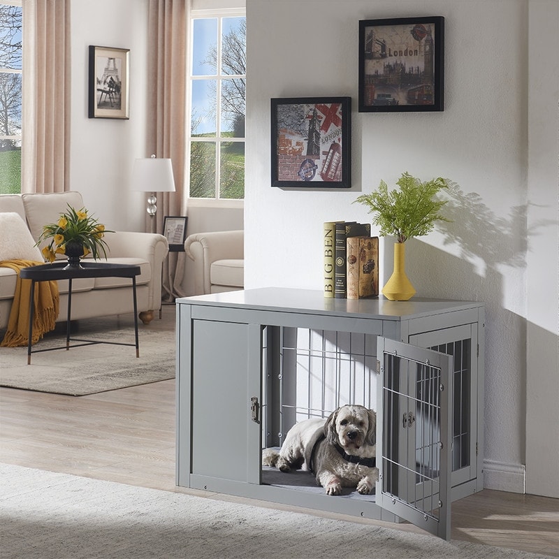 Unipaws Dog Crate End Table with Cushion Indoor Use