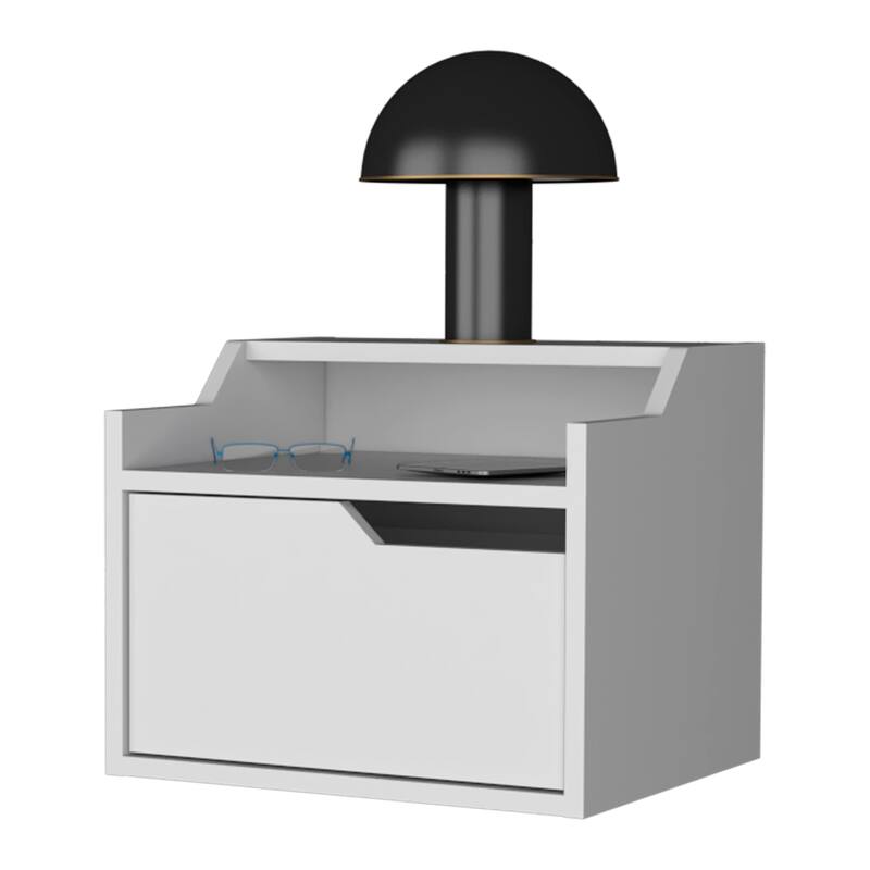 Modern Dual-Shelf Floating Nightstand with Wall-Mount Design