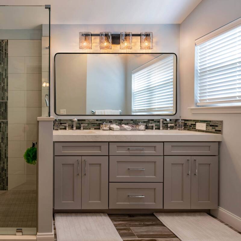 3/4-Light Textured Smoke Glass Wall Sconce — Modern Industrial Vanity Light for Bathroom