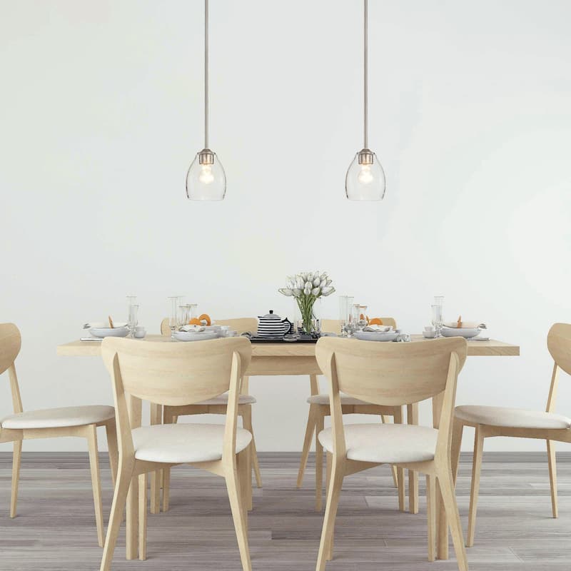 1-Light 5 inch Brushed Nickel Mini Pendant Light with Seedy Glass Shade