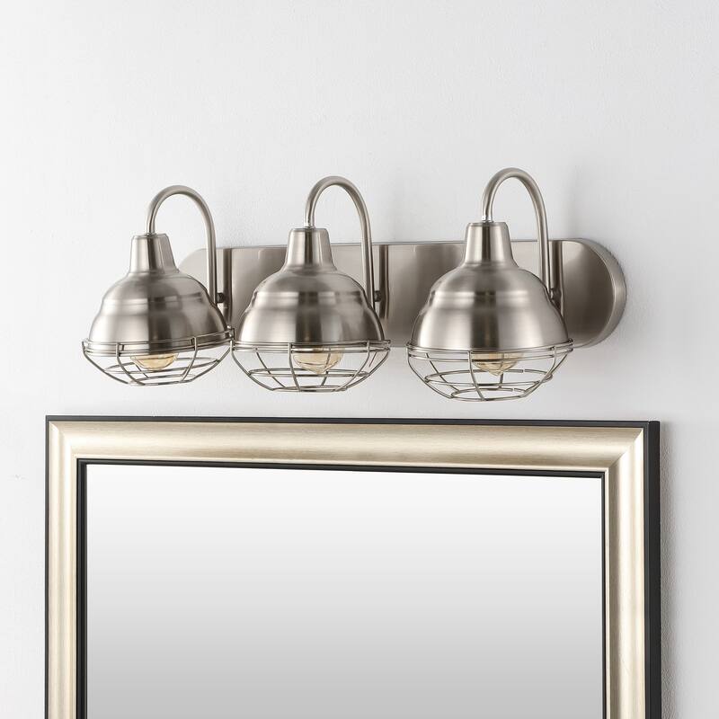 Cora 24.5" 3-Light Industrial Farmhouse Iron LED Vanity, Oil Rubbed Bronze by JONATHAN Y - 3 Light