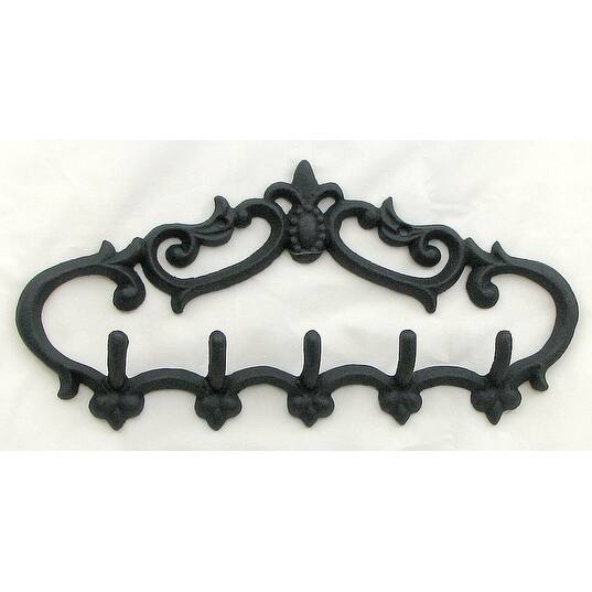 Shop Black Fleur De Lis Cast Iron Coat Hook Overstock 20534087