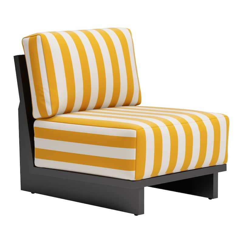 HomeRoots 27" White And Yellow And Black Fabric Striped Side Chair - 27' X '31.5' X '32