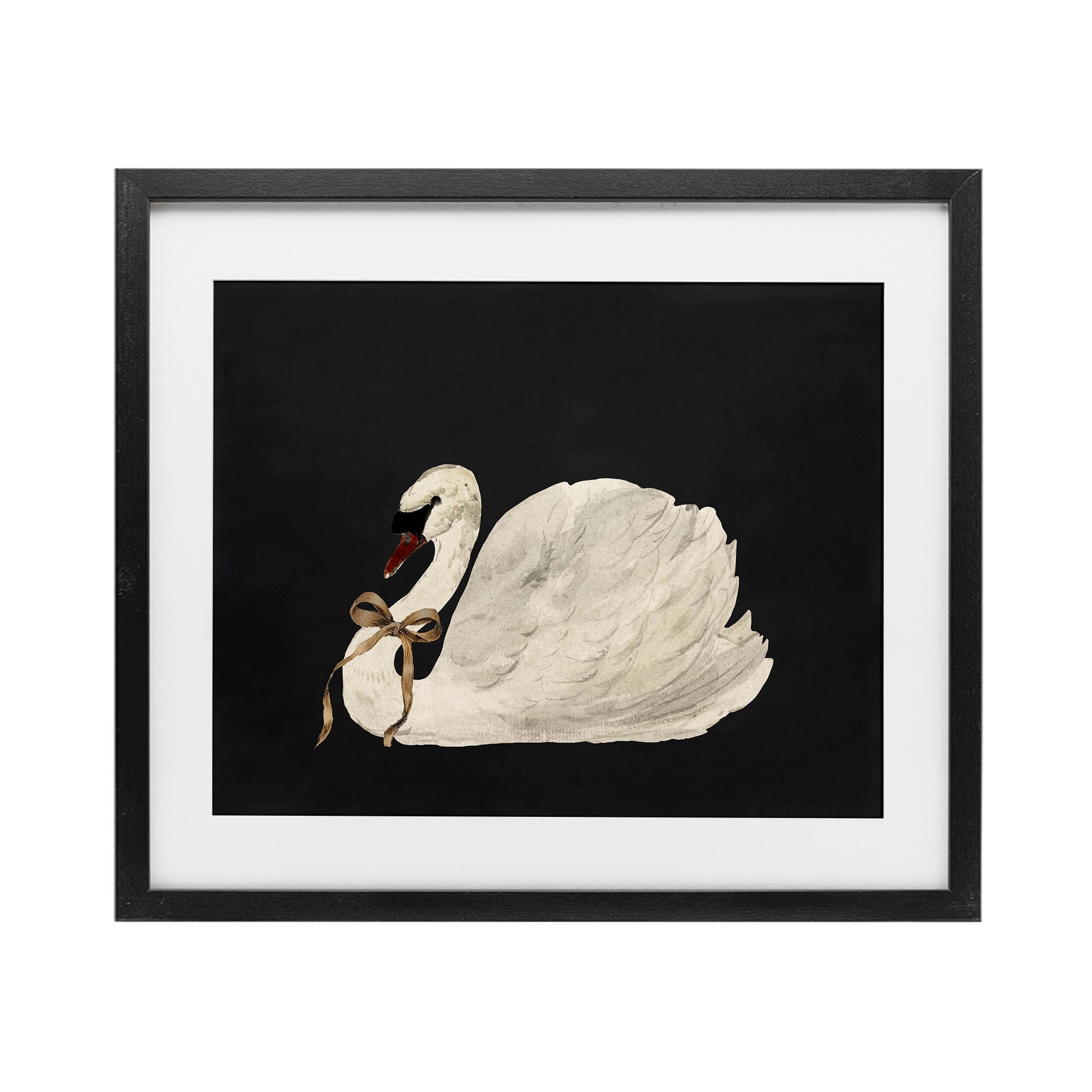 Stupell Festive Swan with Ribbon Under Glass Framed Design By Lettered and Lined