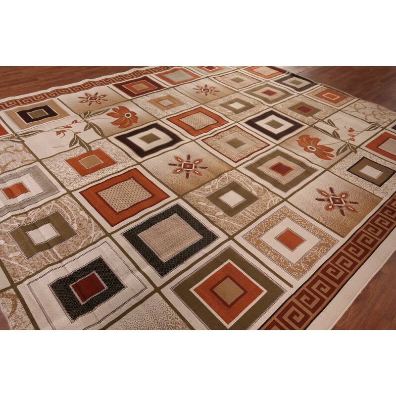 Contemporary Geometric Kashan Turkish Rug Machine Made Floral Carpet - 9'9" x 12'4"