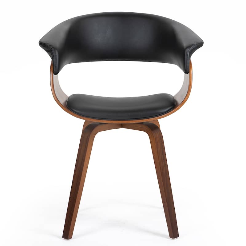 Beale Black Faux Leather Dining Chair with Walnut Wood Accent Legs