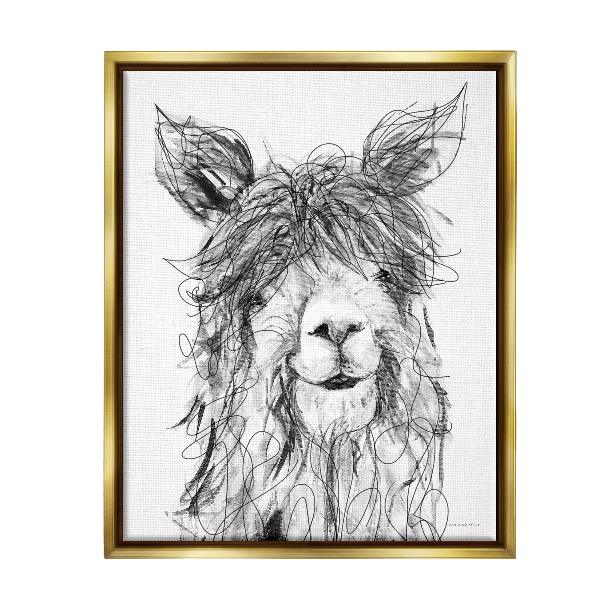 Stupell Smiling Llama Shaggy Hair Scribble Drawing Floater Frame, Design by  Kamdon Kreations Bed Bath  Beyond 36344673