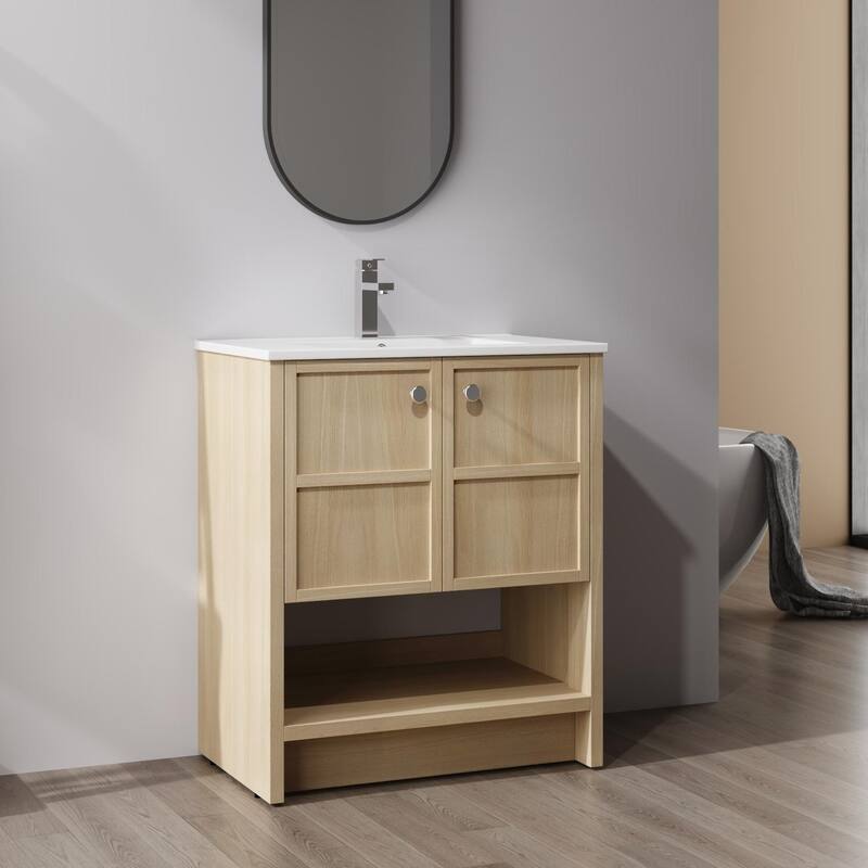 ARTCHIRLY 24/30 Inch Bathroom Vanity with Sink, Floating/Freestanding Bathroom Vanity with Soft Close Door