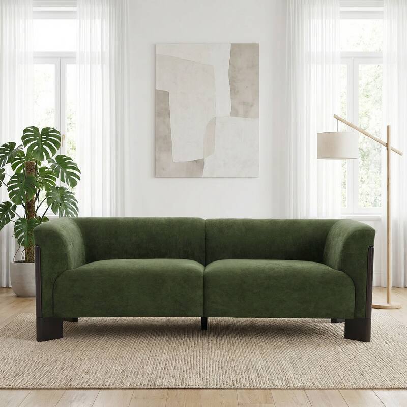 81" Wide Upholstered Velvet/ Chenille Roomy Loveseat Sofa