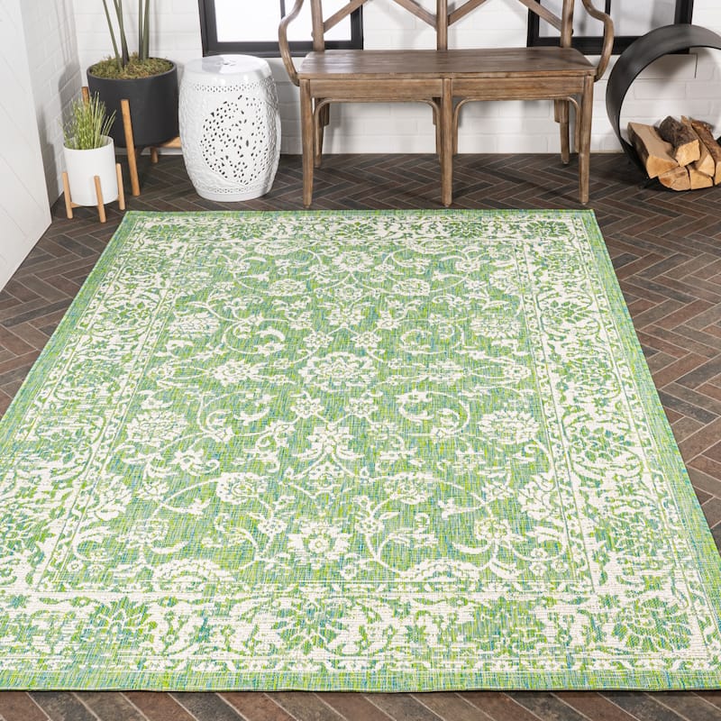 JONATHAN Y Sinjuri Bohemian Textured Weave Floral Indoor/Outdoor Area Rug