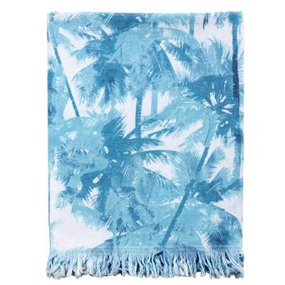 Helsinki Fabric Beach Towel with Palm Tree Print The Urban Port, Blue
