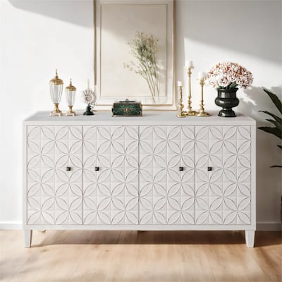 Accent Cabinet 4 Door Wooden Cabinet Sideboard Buffet Server Cabinet