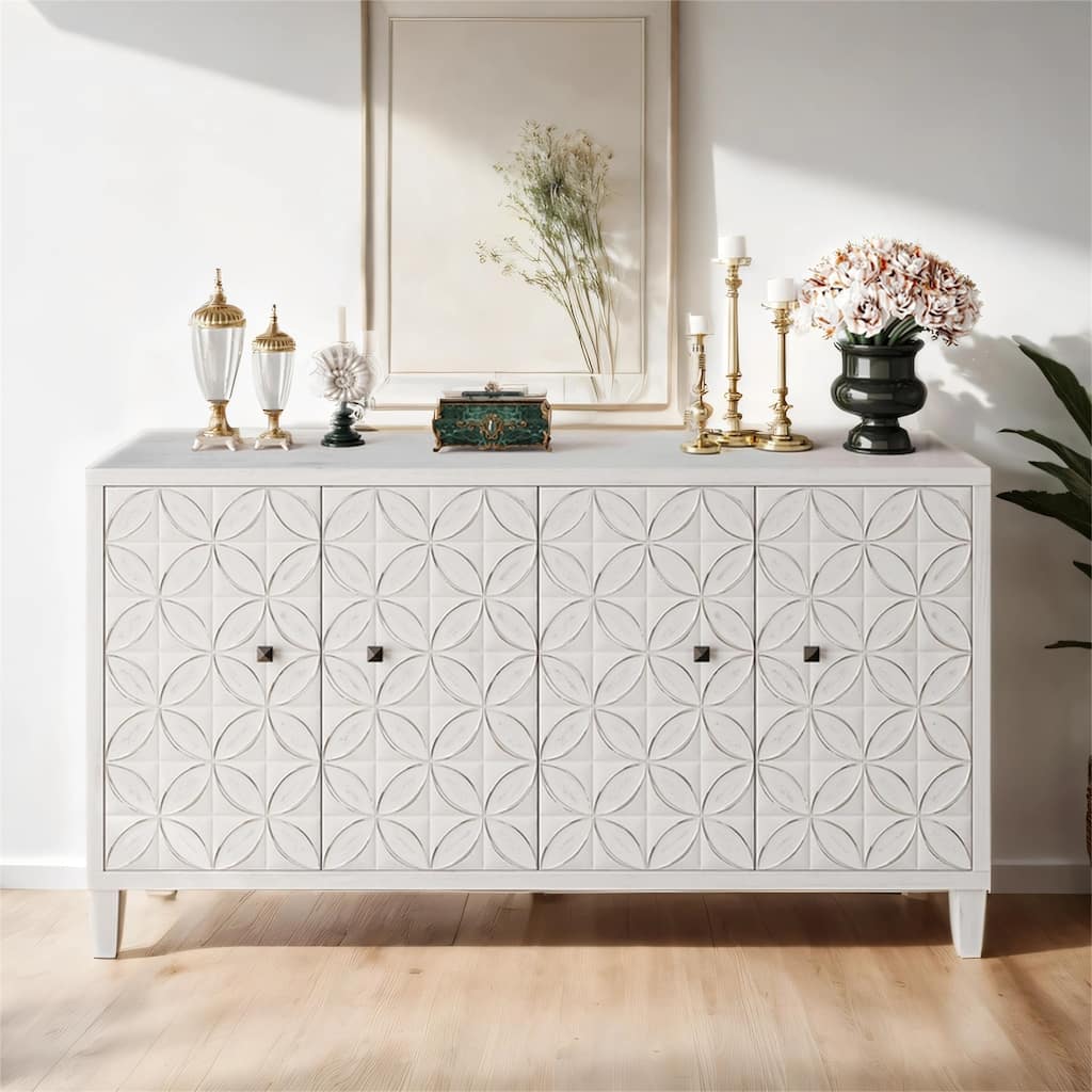 Accent Cabinet 4 Door Wooden Cabinet Sideboard Buffet Server Cabinet