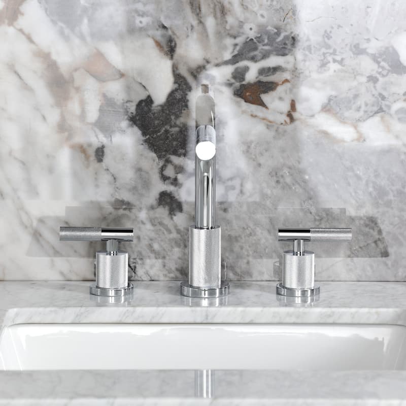 Kingston Brass Convergent Two-Handle 3-Hole Deck Mount Widespread Bathroom Faucet with Knurled Handle and Brass Pop-Up Drain