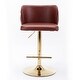 preview thumbnail 3 of 47, Modern PU Upholstered Bar Stools Set of 2, Adjustable Seat Height Swivel Bar Chair, Tufted Backrest Rivet Decorative Bar Stool