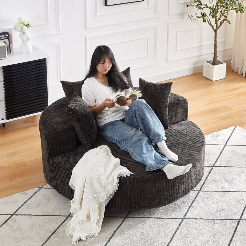 Comfortable Chenille Foam Swivel Chair for Various Rooms, Enhancing Relaxation