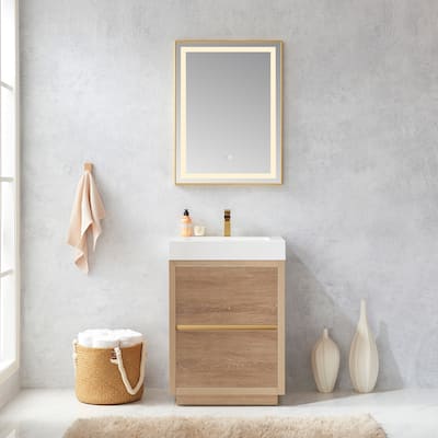 Huesca 24" Single Sink Bath Vanity with White Sink Top, no Mirror