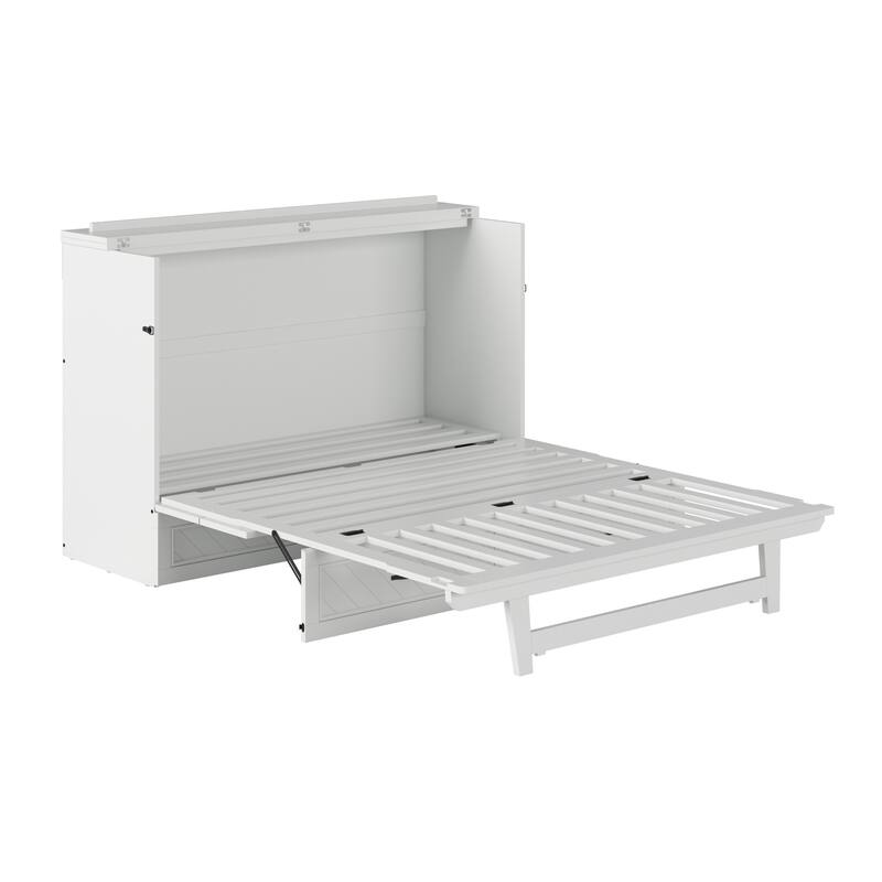 Alpine Murphy Bed Chest with Mattress, Storage Drawer, & Built-in Charger