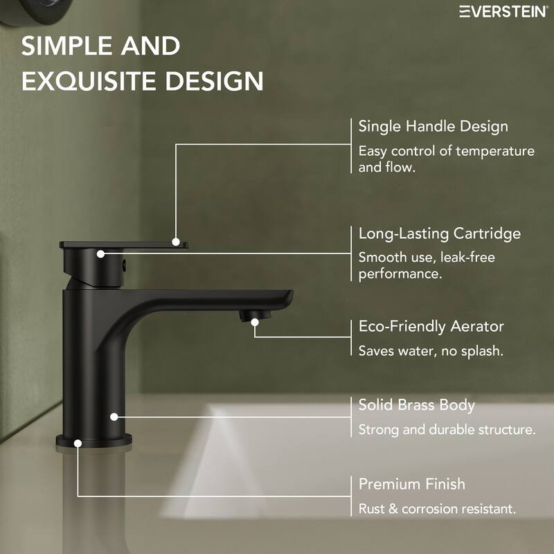 Single Hole Bathroom Faucet with Drain Assembly, Single Handle Bathroom Sink Faucet