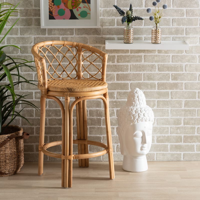 Orchard Modern Bohemian Natural Brown Rattan Counter Stool