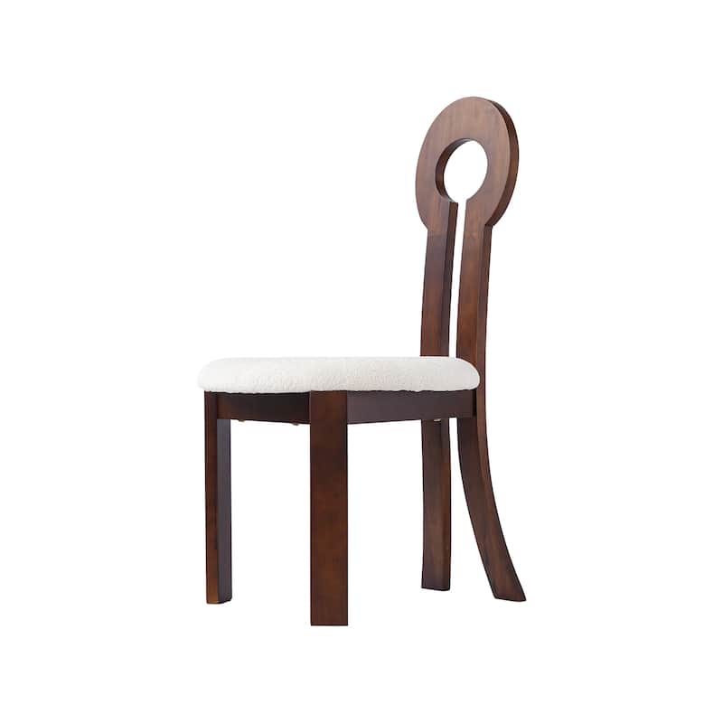 Vintage Rubber Solid Wood Dining Chair, Sheep Plush Dining Chair, Armless Dining Chair(Set Of 2)