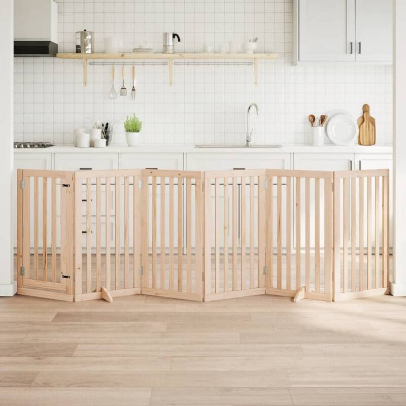 vidaXL Dog Gate Poplar wood Foldable Dog Gate Rectangular - Brown(12)